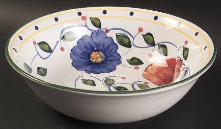 Mediterranean Garden (With Flowers) 9" Round Vegetable Bowl