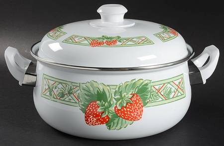 Strawberry  4 Quart Metal Covered Casserole