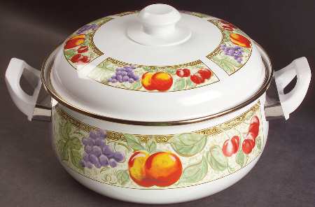 Fruita (White) 4 Quart Metal Covered Casserole