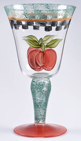 Antique Apple Handpainted Glassware Goblet