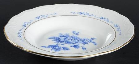 Blue Rose Rim Soup Bowl