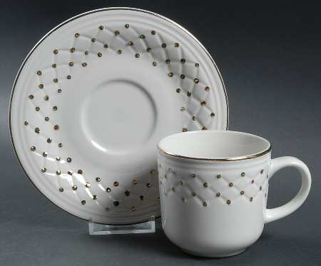 Golden Basket Flat Cup & Saucer Set