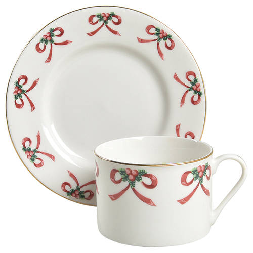 Christmas Radiance Flat Cup & Saucer Set