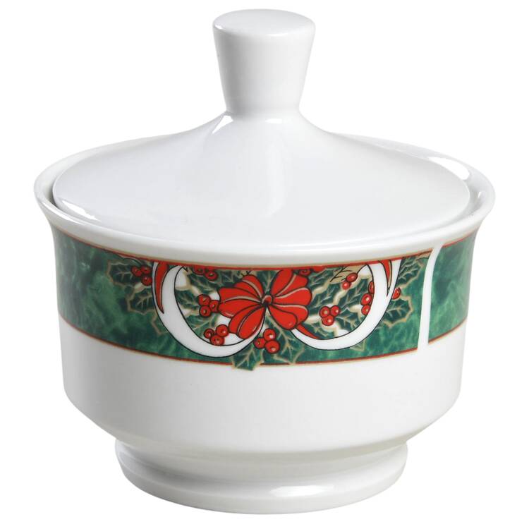 Marble Holly Sugar Bowl & Lid