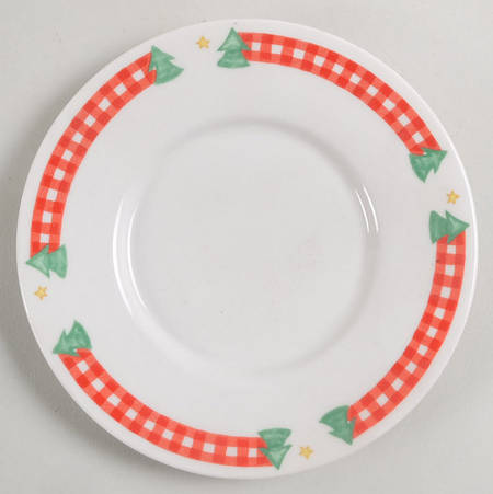 Gingham Santa Saucer for Flat Cup