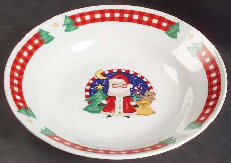 Gingham Santa Coupe Soup Bowl