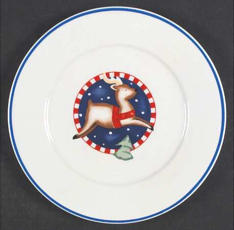 Gingham Santa Salad/Dessert Plate