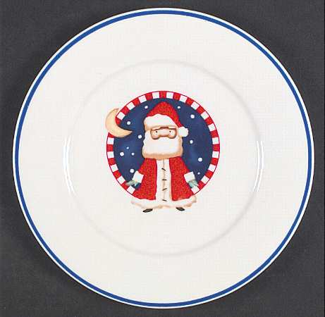 Gingham Santa Salad/Dessert Plate