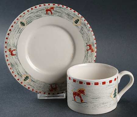 Santa's Angels Flat Cup & Saucer Set
