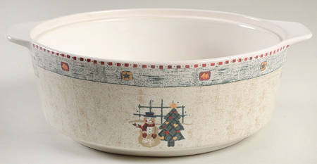 Snowman 1.75 Qt Round Covered Casserole No Lid
