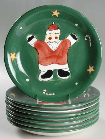 Festive Green Santa Dinner Plate - Set of 8