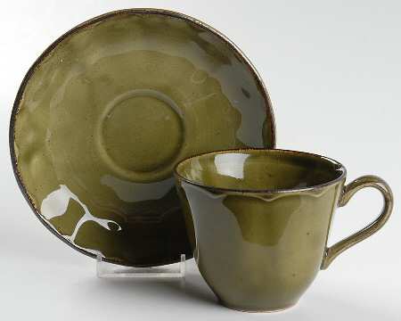 Colonial Classic Moss Green Flat Cup & Saucer Set