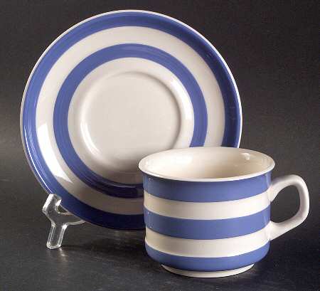 Cornish Blue Cream Cornishware Espresso Cup and Saucer Set