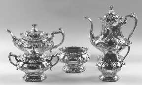 Y1251 (Silverplate, Hollowware) 5-Piece Plated Tea Set (with Waste)