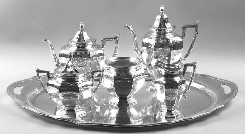A11661 (Sterling, Hollowware) 6 Piece Tea Set (SCP, STP, SCR, SSU, SWB, WTL)