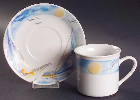 Sailing Flat Cup & Saucer Set