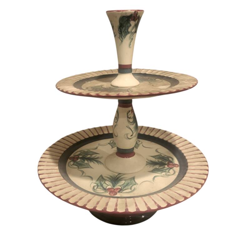 Hollylujah Vase Topped 2 Tiered 1 Piece Server by Gail Pittman