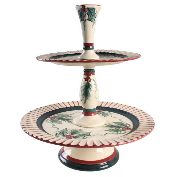 Hollylujah Vase Topped 2 Tiered 1 Piece Server