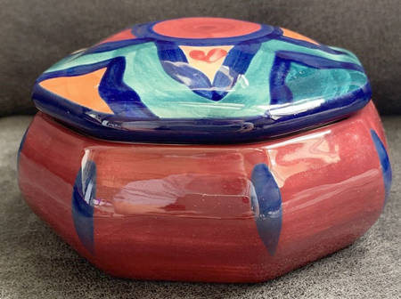 Red Azalea Octagonal Box & Lid
