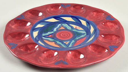 Red Azalea Deviled Egg Plate