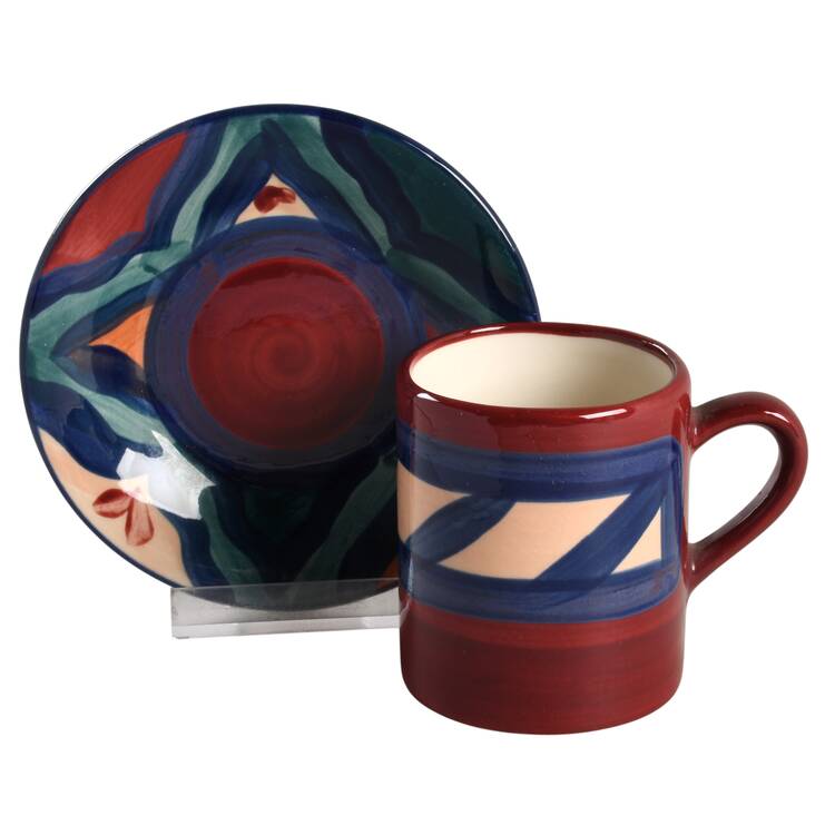 Red Azalea Flat Demitasse Cup & Saucer Set