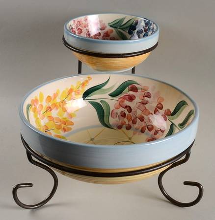Garden View Chip & Dip W/Metal Stand
