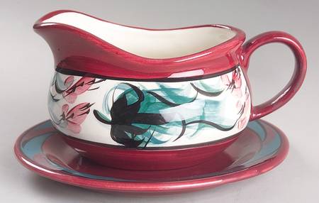 Red Grapevine Gravy Boat & Underplate