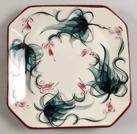 Red Grapevine Octagonal Service Plate (Charger)