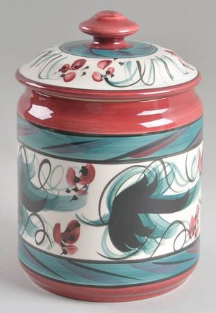 Red Grapevine Medium Canister & Lid