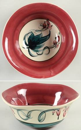 Red Grapevine 6" Scalloped Bowl