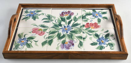 Annabella Rectangular Wood Tray with Tile Insert