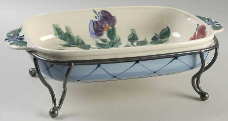 Annabella 16" Rectangular Baker with Metal Stand