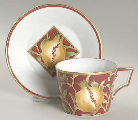 Melograno Red Flat Cup & Saucer Set