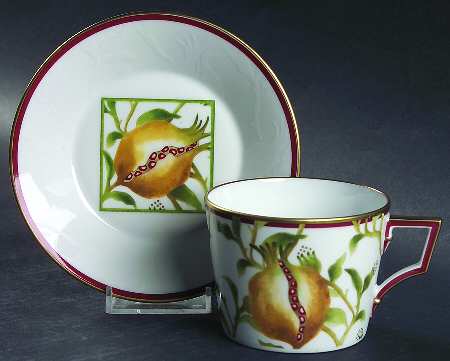 Melograno Green Flat Cup & Saucer Set
