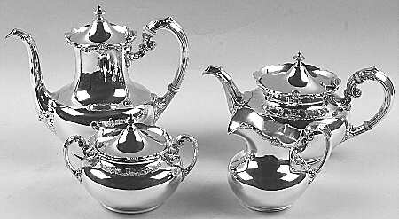 A5851 (Sterling, Hollowware) 4 Piece Tea Set (SCP, STP, SCR, SSU)