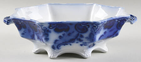 Argyle (Flow Blue, No Gold) Round Vegetable No Lid