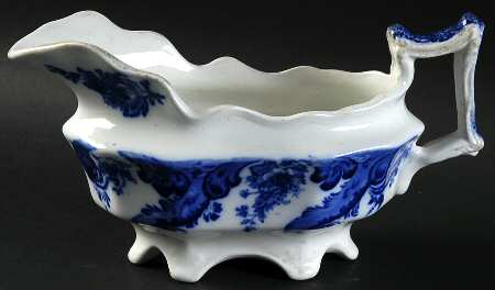 Argyle (Flow Blue, No Gold) Gravy Boat