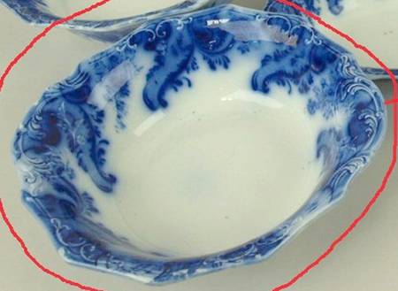 Argyle (Flow Blue, No Gold) 10" Round Vegetable Bowl