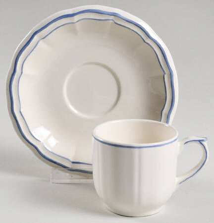 Filets Bleus (Blue) Flat Demitasse Cup & Saucer Set