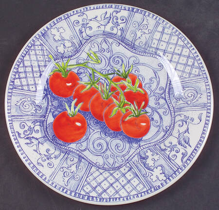 Jardin Bleu Handpainted Salad/Dessert Plate