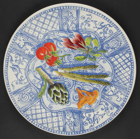 Jardin Bleu Handpainted Cake Plate