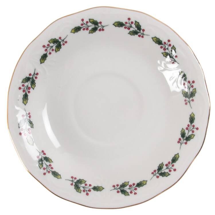 SONGBIRDS (GOLD TRIM & HOLLY) Saucer for Footed Cup by Gibson Designs
