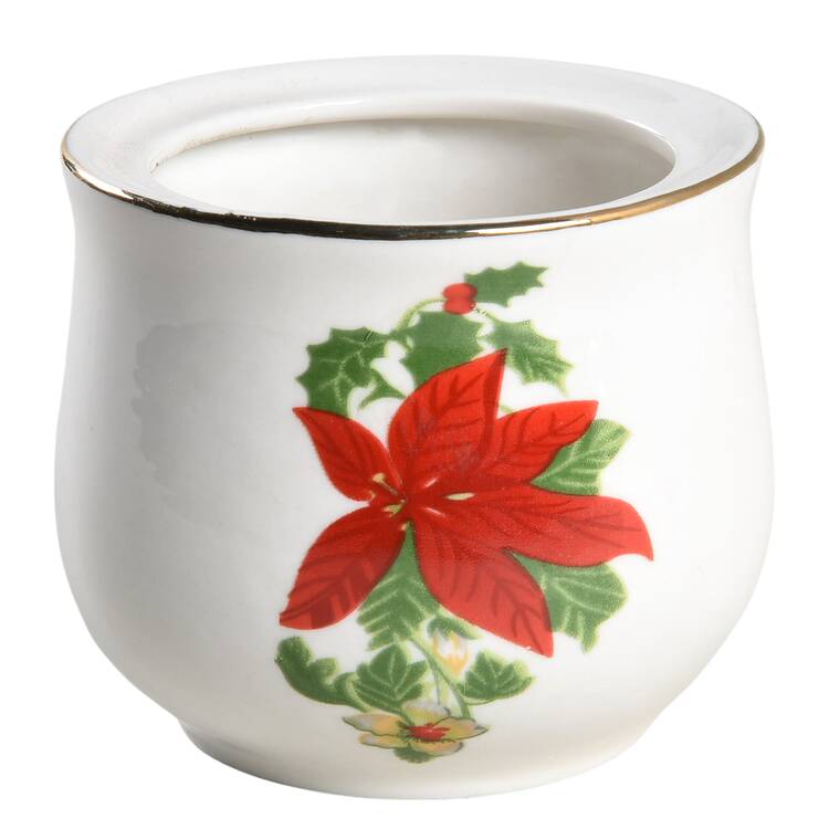 Poinsettia Holiday Sugar Bowl No Lid