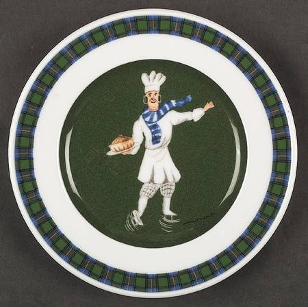 Skating Chefs (Green Tartan Band) Bread & Butter Plate