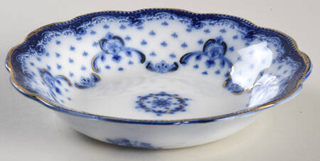 Keele (Flow Blue, Gold Accent) Fruit/Dessert (Sauce) Bowl