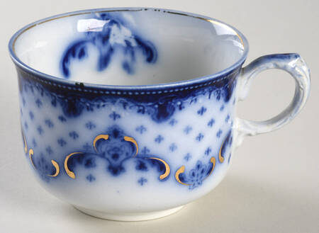 Keele (Flow Blue, Gold Accent) Flat Cup