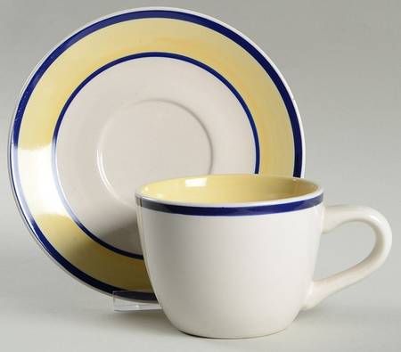 Tavernware Yellow (Rim) Flat Cup & Saucer Set