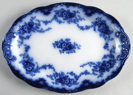 Florida (Flow Blue, No Trim) 14" Oval Serving Platter