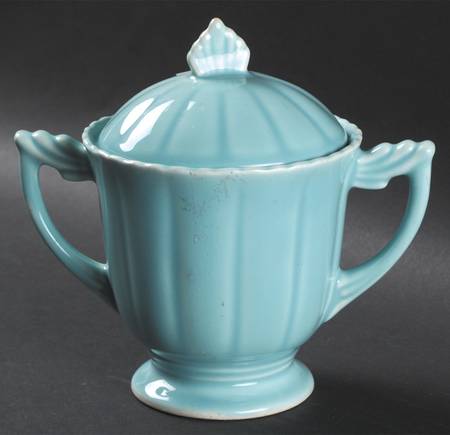 Elmhurst Aqua Sugar Bowl & Lid