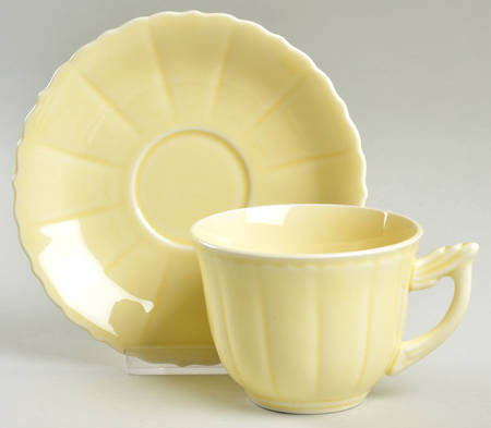 Elmhurst Yellow Flat Cup & Saucer Set